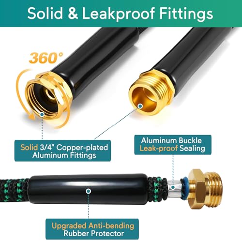 100 ft Expandable Garden Hose, 2026 New No Kink Retractable Water Hose 100ft, 10 Function Nozzle, Solid Metal Fittings, Durable Latex Core, Lightweight, Flexible for Gardening, Cleaning, Car Washing