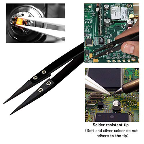 Precision Ceramic Tweezers-2 PACK-Non-Conductive,Antimagneticand Heat Resistant to High Temperatures up to 3000F for Pinching Coils While Firing.