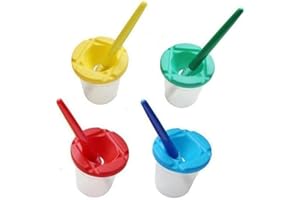 Granmagazz Lot de 4 pots de peinture colorés avec pinceaux, anti-déversement, avec pinceaux, pour travaux manuels, cours de p