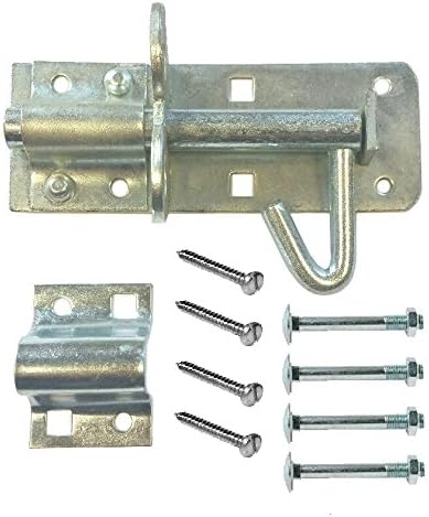 Merriway BH04254 2 A Brenton Type Heavy Duty Padbolt Including Fittings, 100 mm, 4 inch, Silver