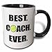 3dRose Tennis-Best Coach Ever Mug, 11 oz, Black