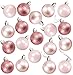 Juvale 48-Pack Mini Christmas Tree Ornaments - Pink Shatterproof Small Christmas Balls Decoration, Assorted 3-Finish Pearly Luster, Matte, Glitter, Hanging Plastic Bauble Holiday Decor, 1.5 Inches