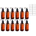 JUVITUS Amber 4 oz / 120 ml Boston Round PET Plastic Empty Bottles (BPA Free) with (12 pack, Black Lotion Pump)