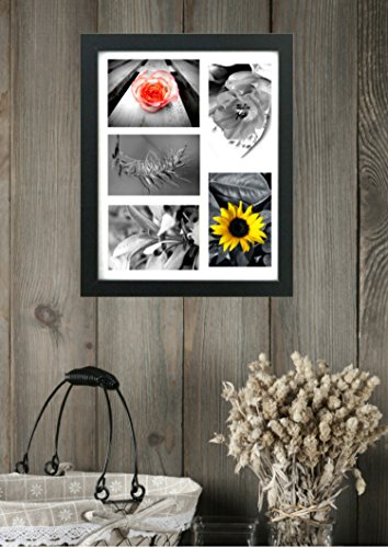Tasse Verre (2-Pack) Collage Picture Frame 11x14 - Black - Displays Five 4x6 Inch Pictures with Mat and Glass Protection