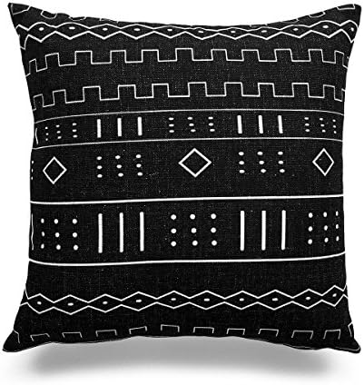 Touch Colourful 18 x 18 Inches Decorative Throw Pillow Case African Mud Cloth Print Bogolan Pattern Cushion Cover Home Decor
