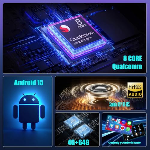 Inefala 8 Core Qualcomm Android 15 4+64G Radio Screen for Toyota Yaris/Vizi 2005-2011 with Wireless Carplay and Android Auto, 9'' Screen Car with Mirror Link Radio FM/RDS GPS WiFi Bluetooth SWC