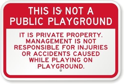 SmartSign 12 x 18 inch “This is Not A Public Playground - It is Private Property…” Metal Sign, 63 mil Laminated Rustproof Aluminum, Red and White