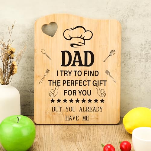 Tulolvae Dad Gifts Fathers Day, Bamboo Chopping Board Father‘s Day Birthday Presents for Daddy, Christmas Thank You Gift for Father from Daughter Son, Valentines Day Home Kitchen Gifts for Men