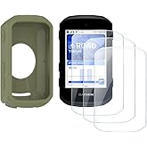 Screen Protector for Garmin Edge 850/Edge 550 GPS (3+1pack) and Silicone Case Cover,Tempered Glass Film Anti-Scratch High Definition Full Coverage (Green)