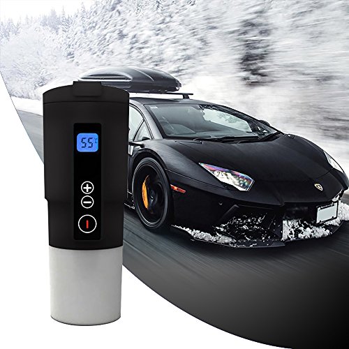Puncia 12V Electric Smart Car Travel Coffee Mug On the Go with Temp Display and Control (Black) - Thumbnail 4