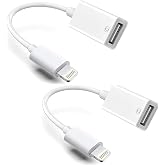 Apple MFi Certified Lightning to USB Camera Adapter, 2-Pack USB 3.0 OTG Cable Adapter for iPhone 14 13 12 11 XS XR X SE 8 7 6 5 iPad to Connect Flash Drive, Card Reader, Keyboard, Mouse, Piano(White)