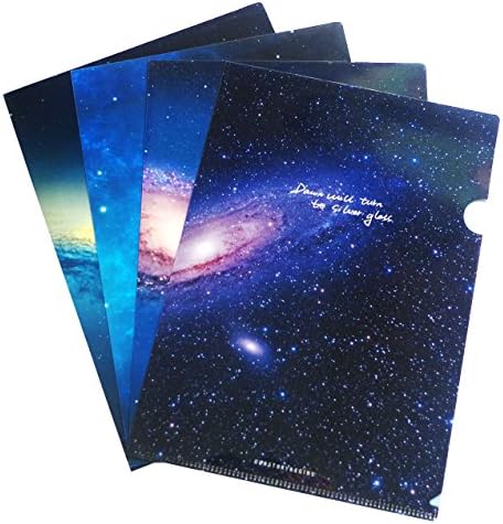 4 Set Nebulae Folders For File, Beautiful Nebula Star Space Ffile Folder Folder,Letter Size Document Folders Plastic Sleeves Random Color