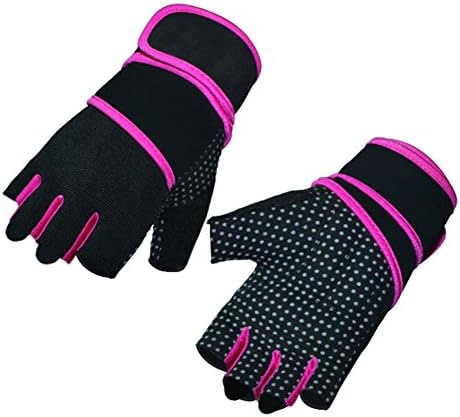 fitKatz Weightlifting Gloves with 18-Inch Wrist Support and Pull-up Tabs, Small, Pink / Plain