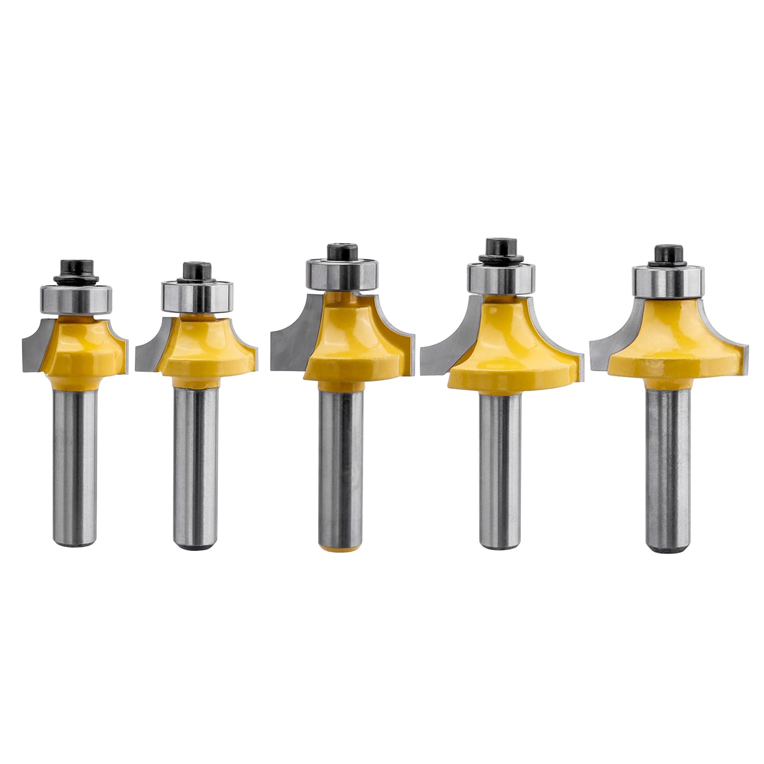 Bestgle 5Pcs 8mm Shank Round Over Edging Router Bits Woodworking Corner Rounding Edging Milling Cutter Tool