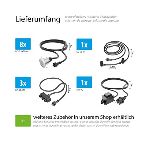 ledscom.de LED Boden-Einbauleuchte Atria für außen Aluminium kalt-weiß, je 14lm, IP65, 40mm Ø 8er Set – Bild 3