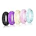 Marrimi Silicone Wedding Rings for Women,Size 4 to 8-5 Rings Pack -Purple with Silver Glitter、White with Turquoise Glitter、White with Pink Glitter、White with Golden Glitter、Black with Silver Glitter