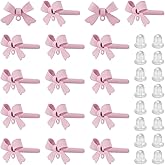 DICOSMETIC 40Pcs Pink Bow Earrings Findings with 925 Sterling Silver Pins Alloy Stud Earring Findings Cute Bowknot Earrings with Loop and 40Pcs Plastic Ear Nuts for Earring Making
