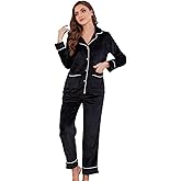 EK4YDNDS Women Fleece Pajama Set, Long Sleeve Button-Down Soft Comfy Two-Piece Sleepwear Lounge Set