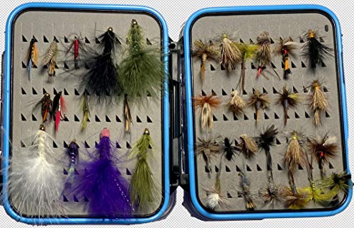 Integrity1 Assorted Wet & Dry Fishing Flies for Trout, Other Fish, Flies Come with Double Sided, Durable, Waterproof Case - Flies are Hand Tied, Sizes #8#10 and #12 (48 w)