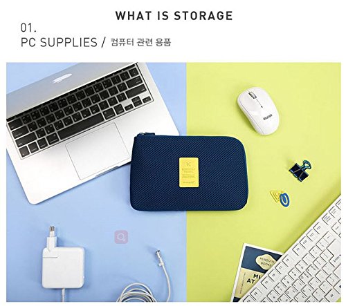 Happy Hours - Creative Shockproof Digital Storage Bag Pouch / Multifunction Makeup Smartphone Charger Headset Data Cable Case for Travel and Daily(Navy) - Thumbnail 3