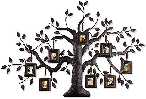Homebeez 8 Opening 2" x 2.5" Collage Family Tree Bronze Iron Metal Photo Frame, Brown/Black