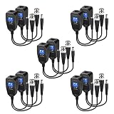 Passive Video Balun RJ45 Transceiver Transmitter HD-CVI/TVI/AHD/CVBS with DC Built-in Transient Suppression Protection for 720P/960P/1080P/2MP CCTV Security DVR Surveillance Camera System 5 Pairs