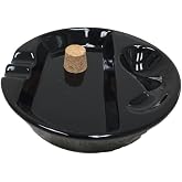 Hankstar Black Ceramic Single Pipe Rest and Double Cigar Ashtray for Patio Use