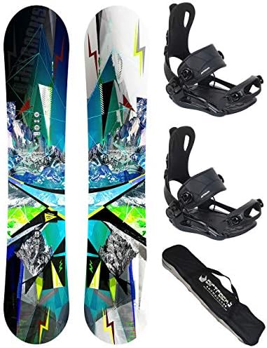 AIRTRACKS SNOWBOARD SET/PLACES SNOWBOARD WIDE FLAT ROCKER + BINDING MASTER FASTEC + SB BAG / 152 156 159 162 / cm