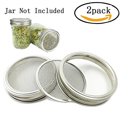 image for Novia Marcus 2 Pack Stainless Steel Sprouting Lids - 2 in 1 Superb Ven