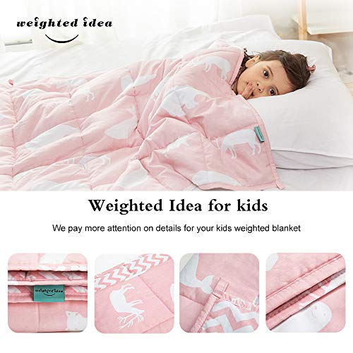 Weighted Idea Weighted Blanket for Kids 5 lbs | 36" x 48" | Cotton | Pink Animal | for Kids and Teens