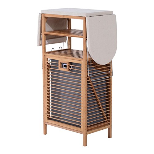 2 in 1 Bamboo Folding Corner Foldable Ironing Board And Laundry Hamper