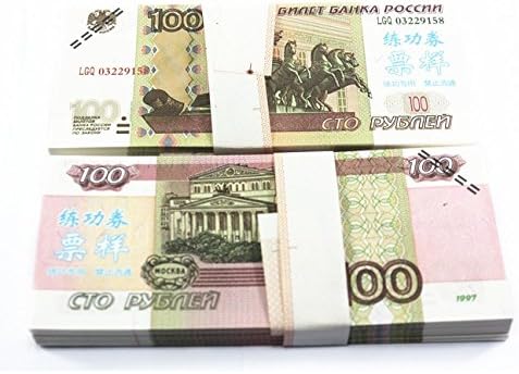 EWIBUSA $100X100 Pcs Total $10,000 Russian Ruble Props Money Real Looking New Style Copy Full Print Stack - for Movie, TV, Videos, Advertising & Novelty