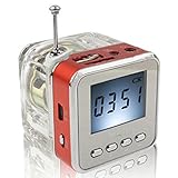 Haoponer Portable Mini Digital Display Screen Speaker USB Flash Drive Micro SD/TF Card Music MP3 Player FM Radio Red
