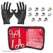 Dermal Body Piercing Kit - 2 Stainless Steel Forceps with 11 Dermal Tops with Colored Gems and 11 316L Anchors Piercing Jewelry + Free Gloves and Carrying Pouch - PK009