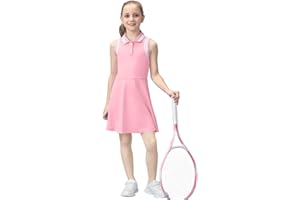 Gogokids Girls Tennis Dress Sleeveless Quick-Dry Kids Golf and Athletic Workout Outfit with Polo Collar for 6-14Y