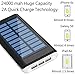 HuaF Solar Charger 24000mah Portable Charger Power Bank 3 USB Ports(1A+2A+2A) Backup Battery for iPhone iPad Samsung HTC Cellphones Tablet and More