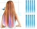 OneDor 23 Inch Colored Party Highlights Straight Hair Clip Extensions. Heat-Resistant Synthetic Hair Extensions in Multiple Colors (10 Pcs Sky Blue)