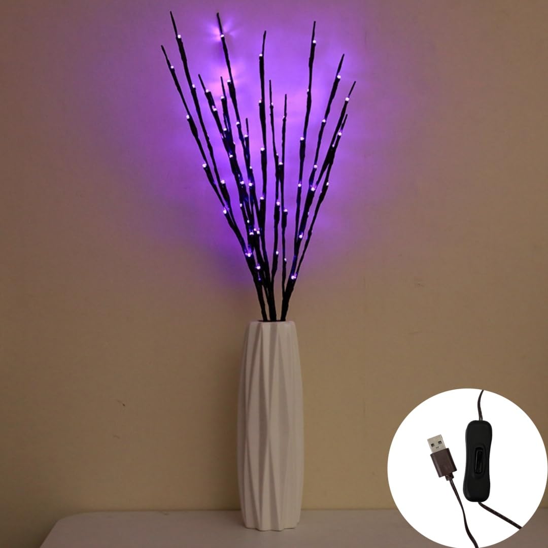 Ulalaza 77cm 6 Branches 120 LED Bulbs Twig Lamp USB Operated LED Lighted Willow Branches Vase Fillers Use for Christmas Home Party Decoration Indoor Outdoor
