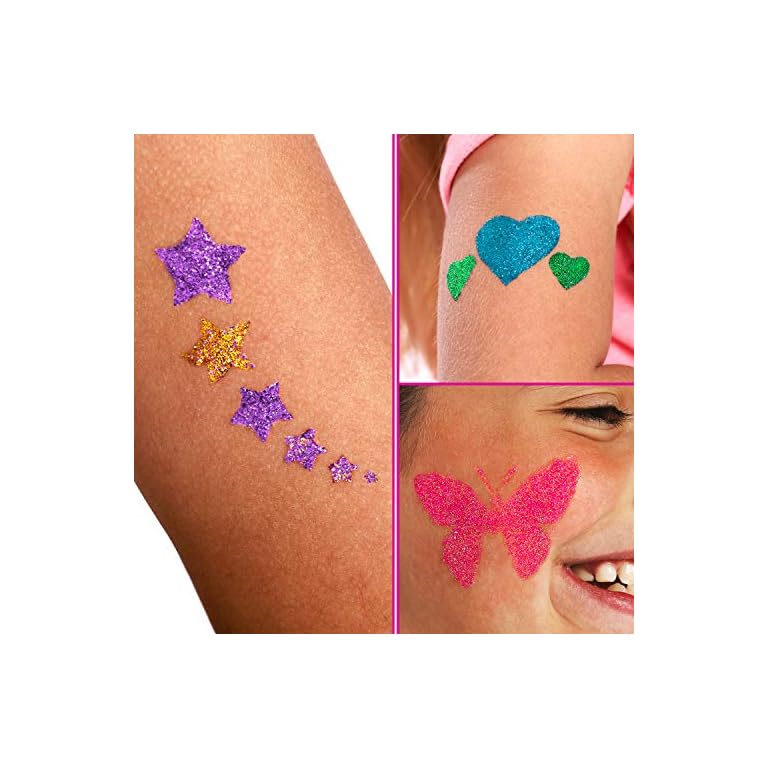 GirlZone Geschenke für Mädchen Glitzer Tattoo Set Kinder Tatoos für