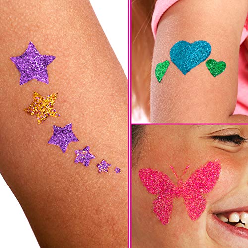 GirlZone Geschenke für Mädchen Glitzer Tattoo Set Kinder Tatoos für
