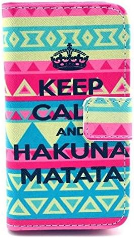 Noarks iPhone 5 Case - Wallet Leather Case Cover with Credit Card Slots For Apple iPhone 5 5S (Tribal Pattern Blue Pink)
