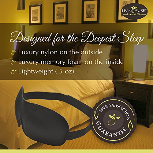 Living Pure - Luxury Sleep Mask | Light Blocking Eye Mask for Sleeping Deeper | Features Memory Foam, Contoured Design & Adjustable Strap | Insomnia Aid