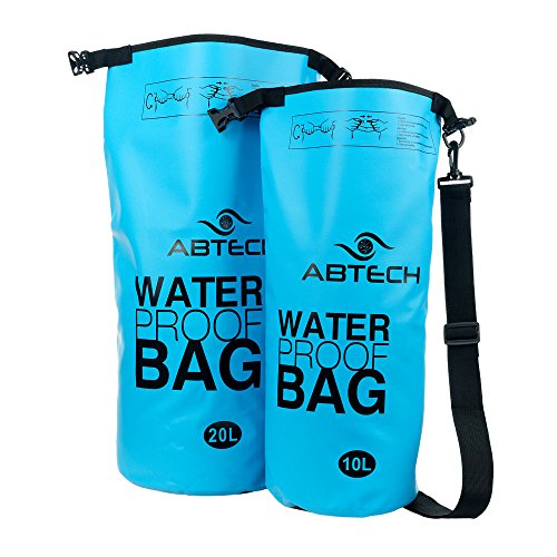Dry Bags Waterproof Set of 2 ABTECH - 10 & 20 Liters - for Boating, Camping, Kayaking, Swimming, and Watersports