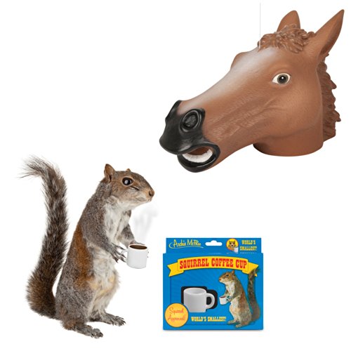 Horse Head Squirrel Feeder And Coffee Cup Combo Perfect For