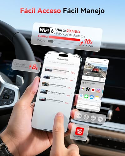 REDTIGER Dashcam 4K Cámara de Coche Delantera y Trasera, WiFi 5.8GHz, STARVIS 2 Visión Nocturna, Pantalla 3,18", Gran Angular 170°, Modo Parking 24H, Máx. 512GB (F7NP-N)