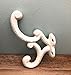 Set of 6 Addison Antique Cast Iron Double Coat Hook, Curtain Rod's, Shabby Chic,Wall Mounted Hooks, Excellent for Coats, Bags, Hats, Hanging Decor, Towels, Scarf's -by Ashes to Beauty (Distress White)
