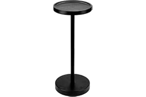EVERBBKING Solid Wood Pedestal Side Table Black Color, Drink Pedestal, End Corner Table Small Round Martini Table