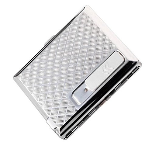 Beautiful 16 Pack Cigarette Case With Built in USB Rechargeable Lighter - FOR KING SIZE CIGARETTES- SILVER COLOR (GD-1331-3 , FREE CAR sticky pad for Phone PDA MP3 MP4)