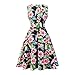 Yeokou Womens Sleeveless Floral Knee Length Cotton Hawaiian Flare Tank Dress