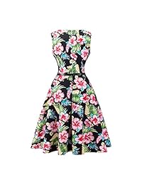 Yeokou vestido sin mangas con estampado floral hasta la rodilla, de algodón, estilo hawaiano